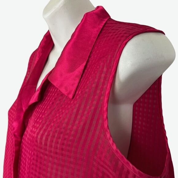 VICTORIA'S SECRET Vintage Gold Label Satin Trim Sleeveless Pajama Top Shirt sz M - Picture 6 of 12